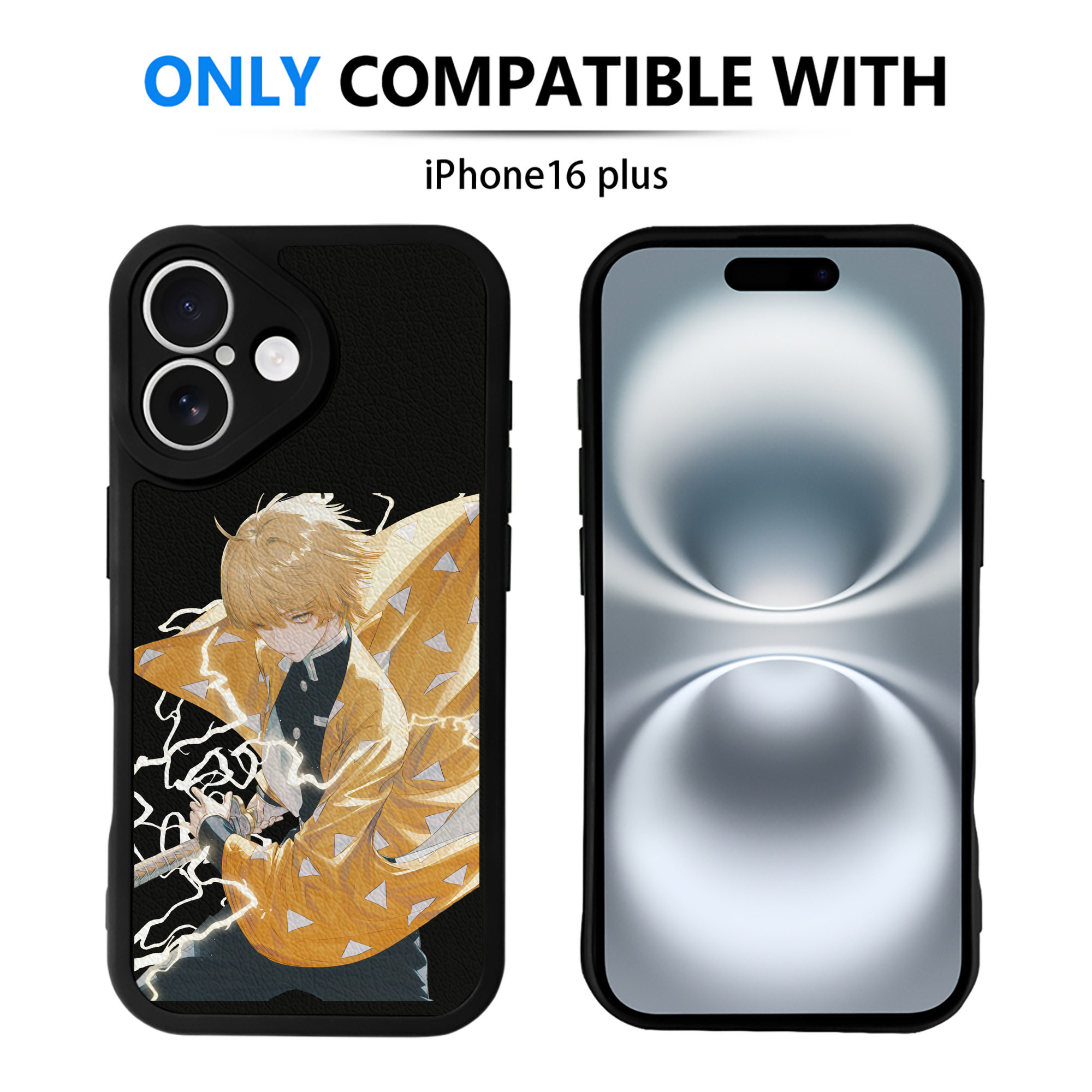 （画像用） 鬼滅の刃（きめつのやいば）我妻 善逸／あがつま ぜんいつ Agatsuma Zenitsu 【iPhone 16シリーズ対応】シリコンスマホケース（レザー調） 材質：シリコン